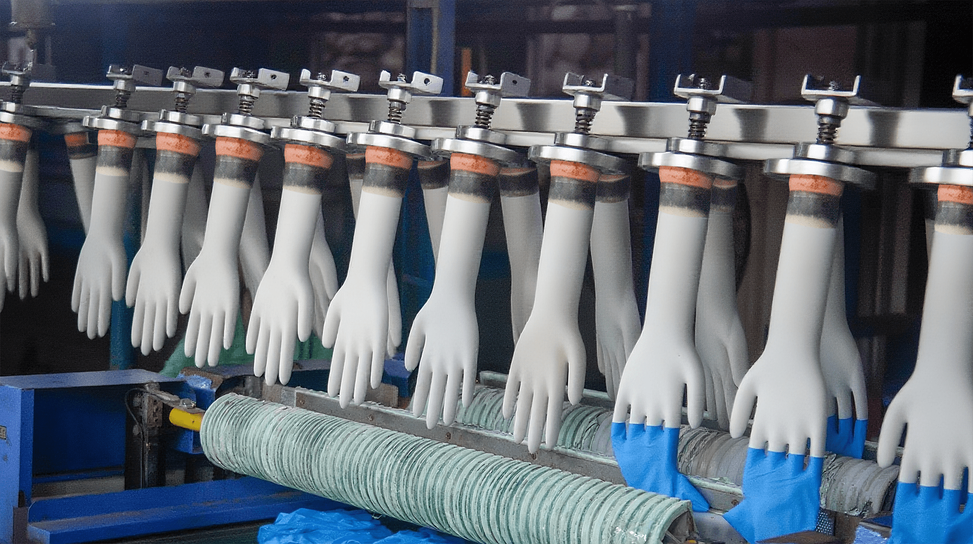全自动丁腈手套生产线、乳胶手套浸渍成型工艺、手套自动脱模与收集