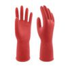 红色，天然乳胶家用手套，加厚设计，防滑纹理，鱼鳞纹