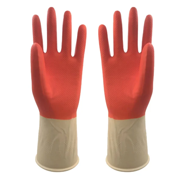 上下双色天然乳胶家用手套