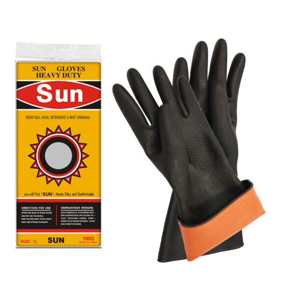 黒橙双色工业乳胶手套