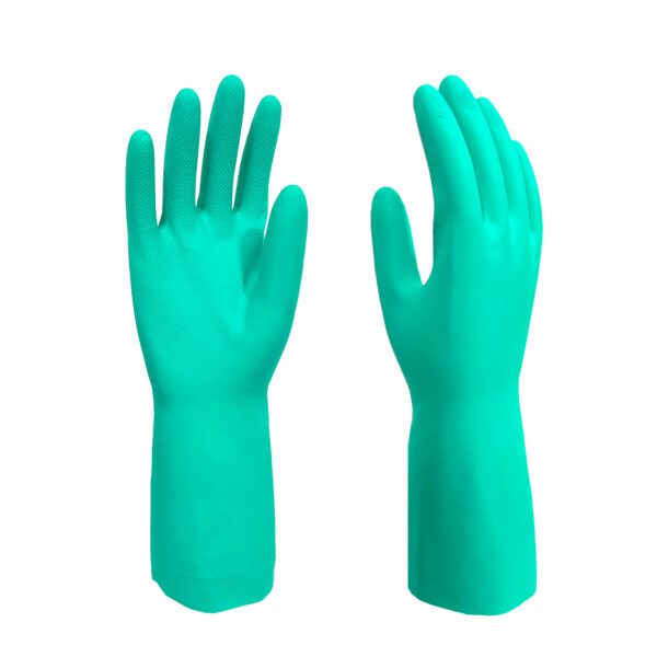 丁腈手套防滑纹路特写，掌心指尖立体钻石纹，干湿防滑